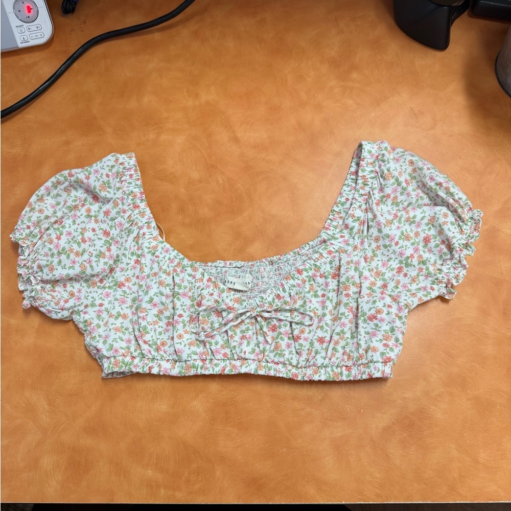Aeropostale Floral Crop Top - Pink and Green